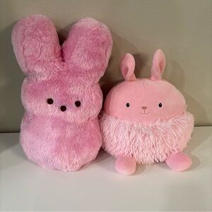 Adorable Pink Bunny and Rabbit Plush Set
